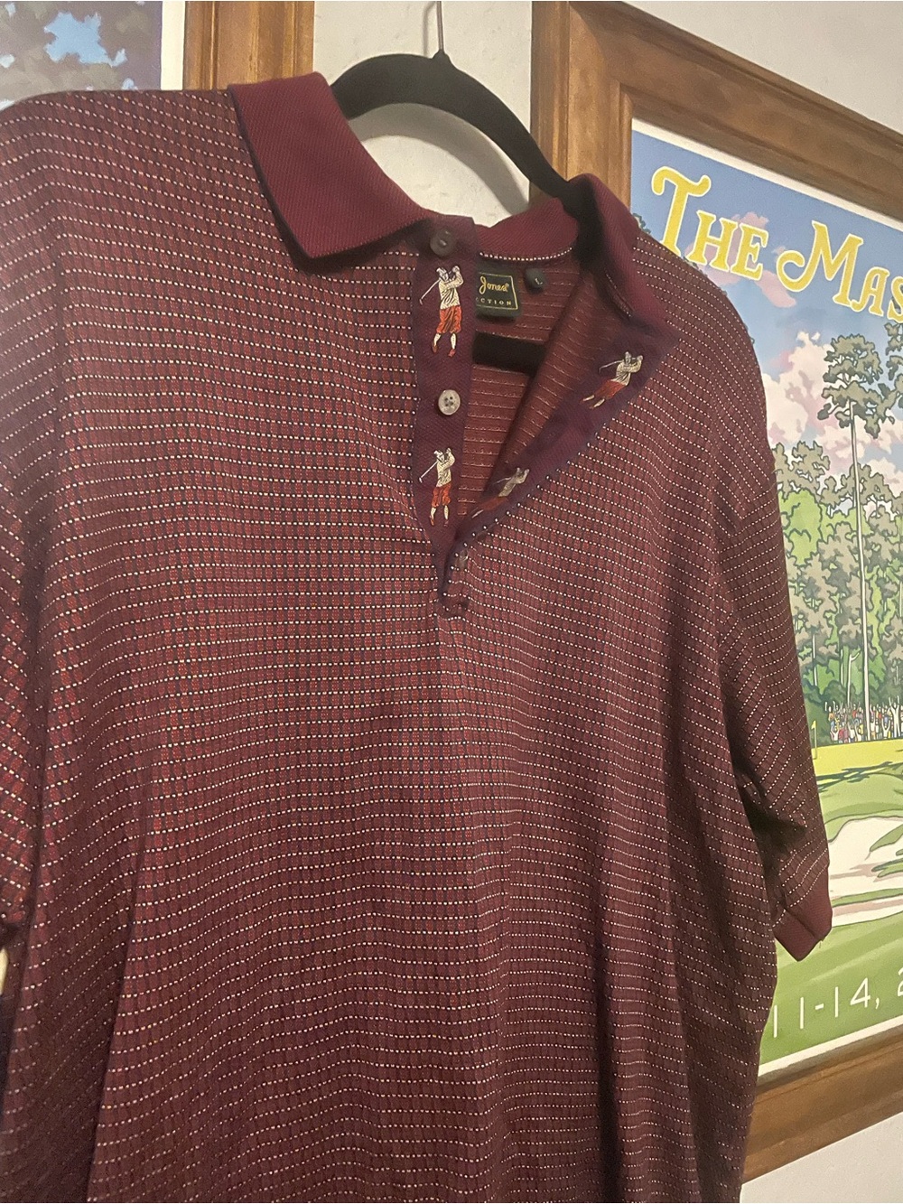 Vintage Bobby Jones Collection Golfer Print Polo Shirt – Size Large
